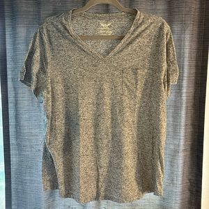 Heathered Gray, V-Neck left Chest Pocket T-Shirt